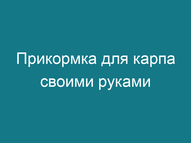 Прикормка для карпа своими руками